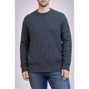 Elliot Mulryan Mens 100 2 Ply Cashmere Cable Knit Sweater Charcoal XL